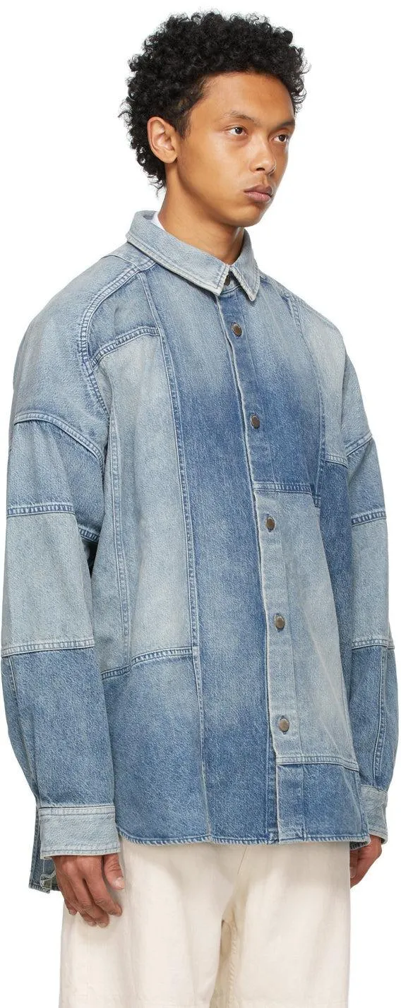 AMBUSH Blue Denim Patchwork Shirt
