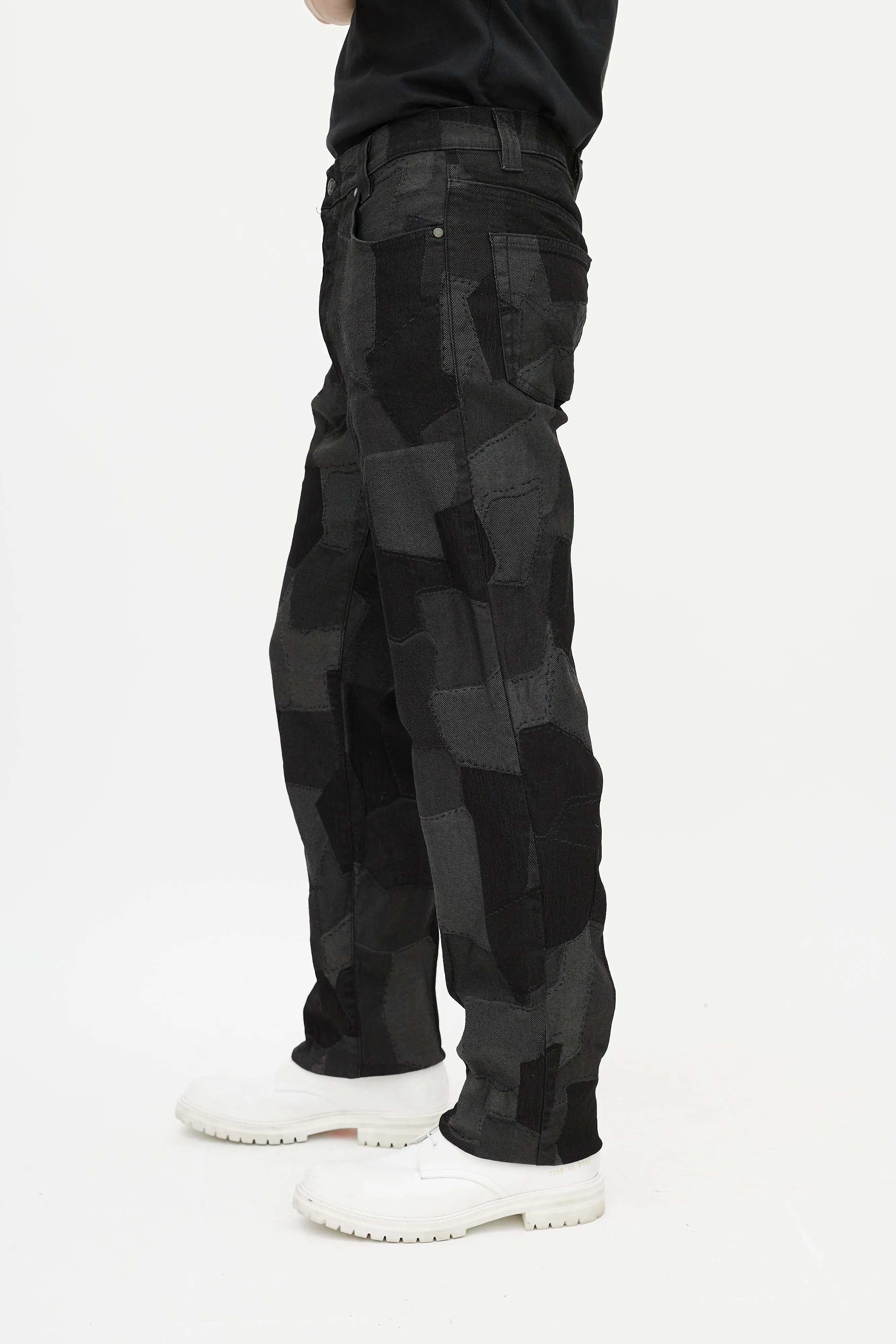 Black & Grey Patchwork Slim Jean
