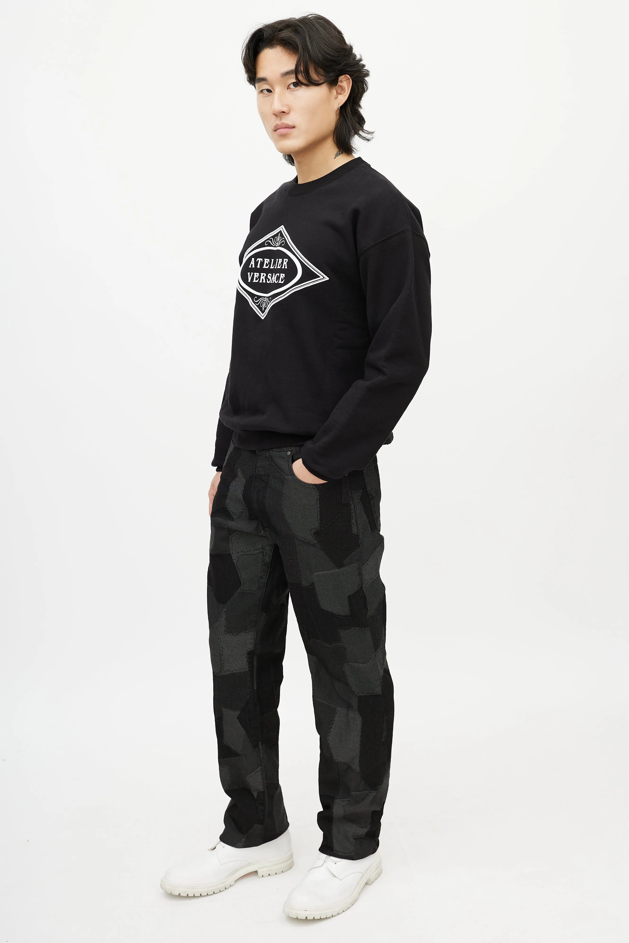 Black & Grey Patchwork Slim Jean