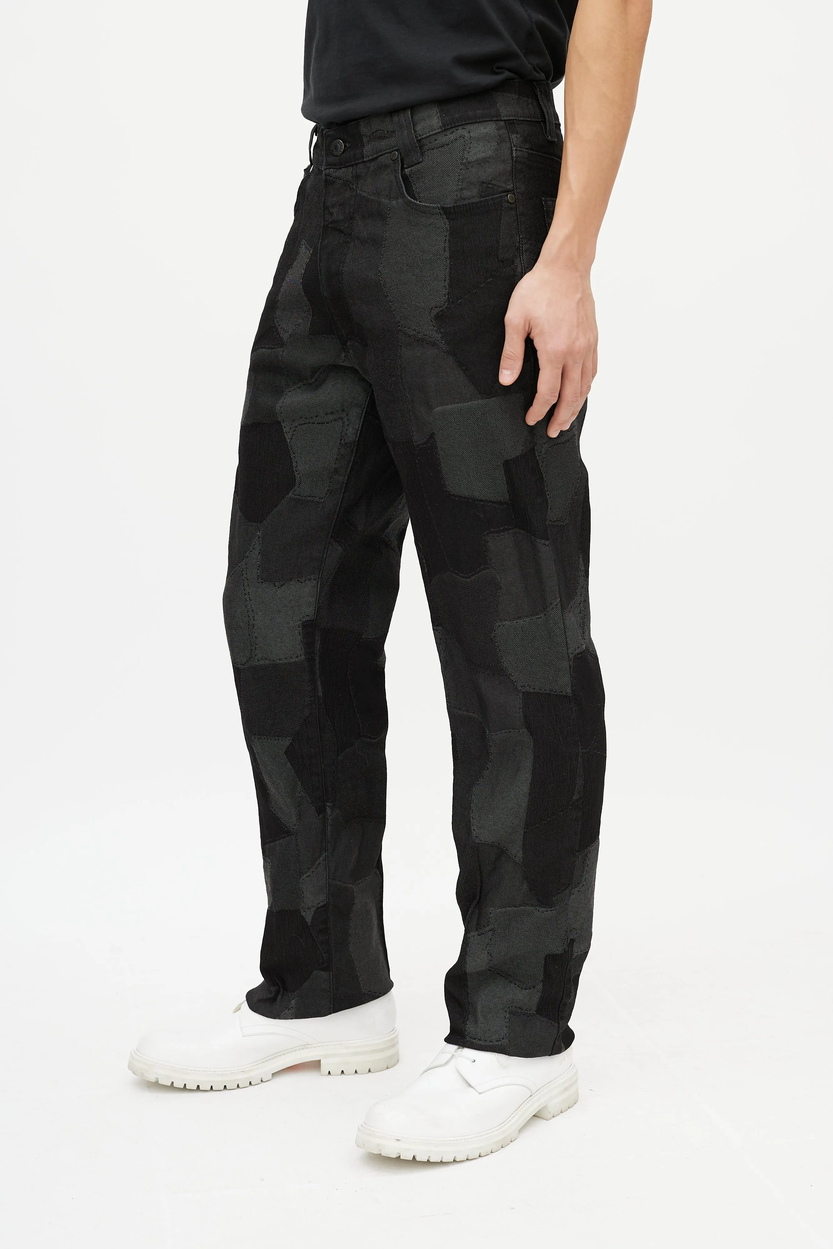 Black & Grey Patchwork Slim Jean