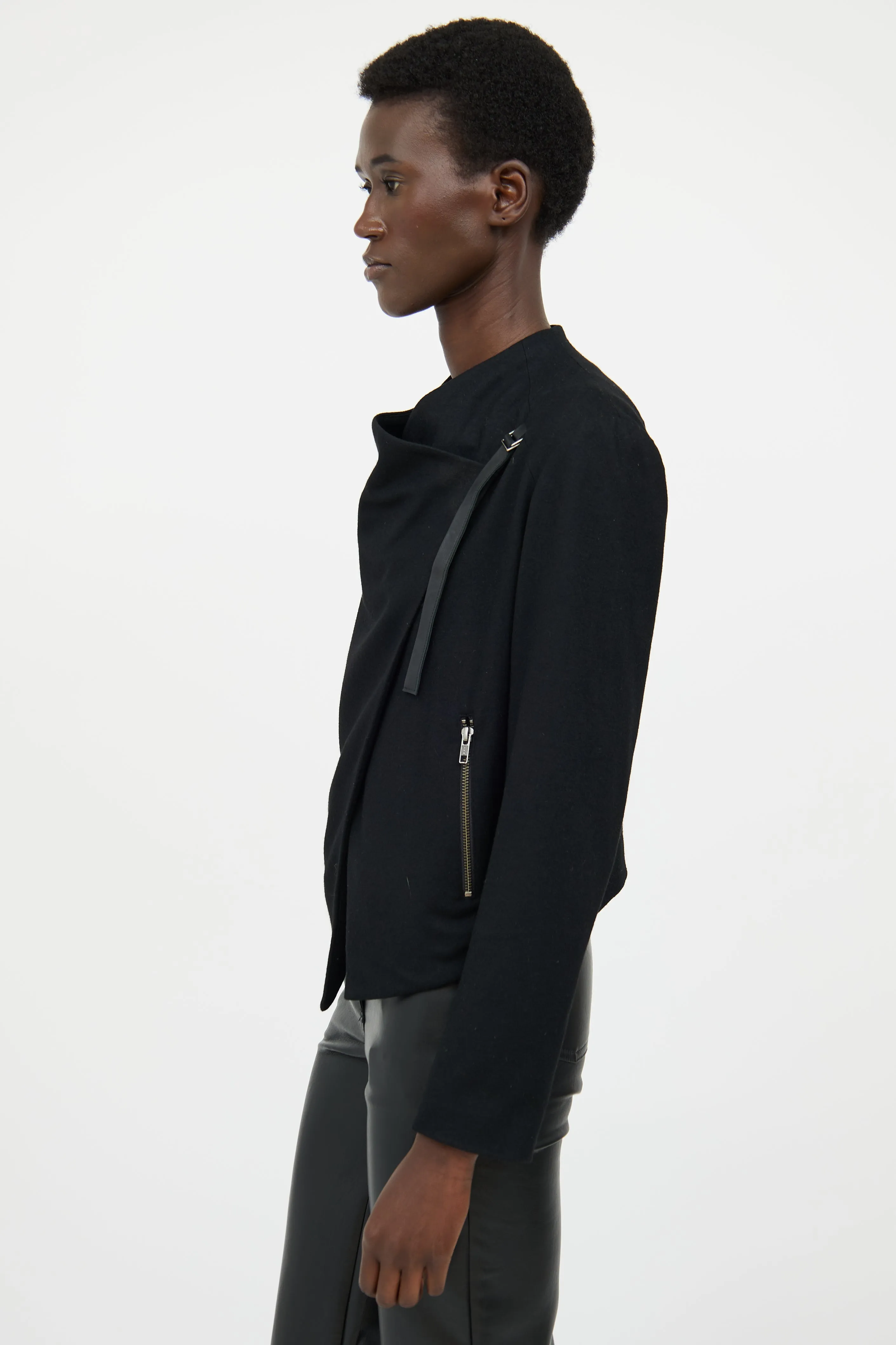 Black Cross Over Buckle Jacket