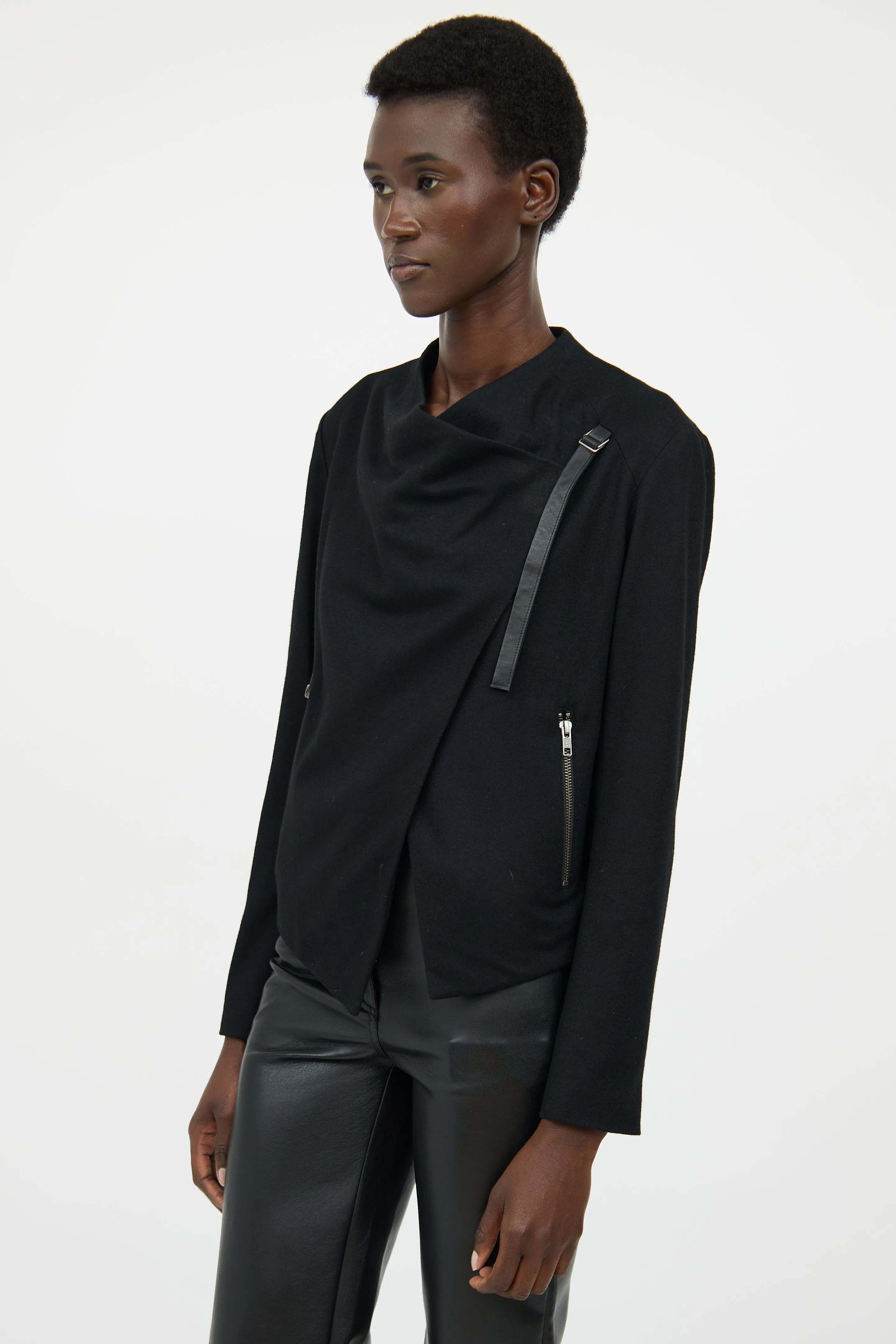 Black Cross Over Buckle Jacket