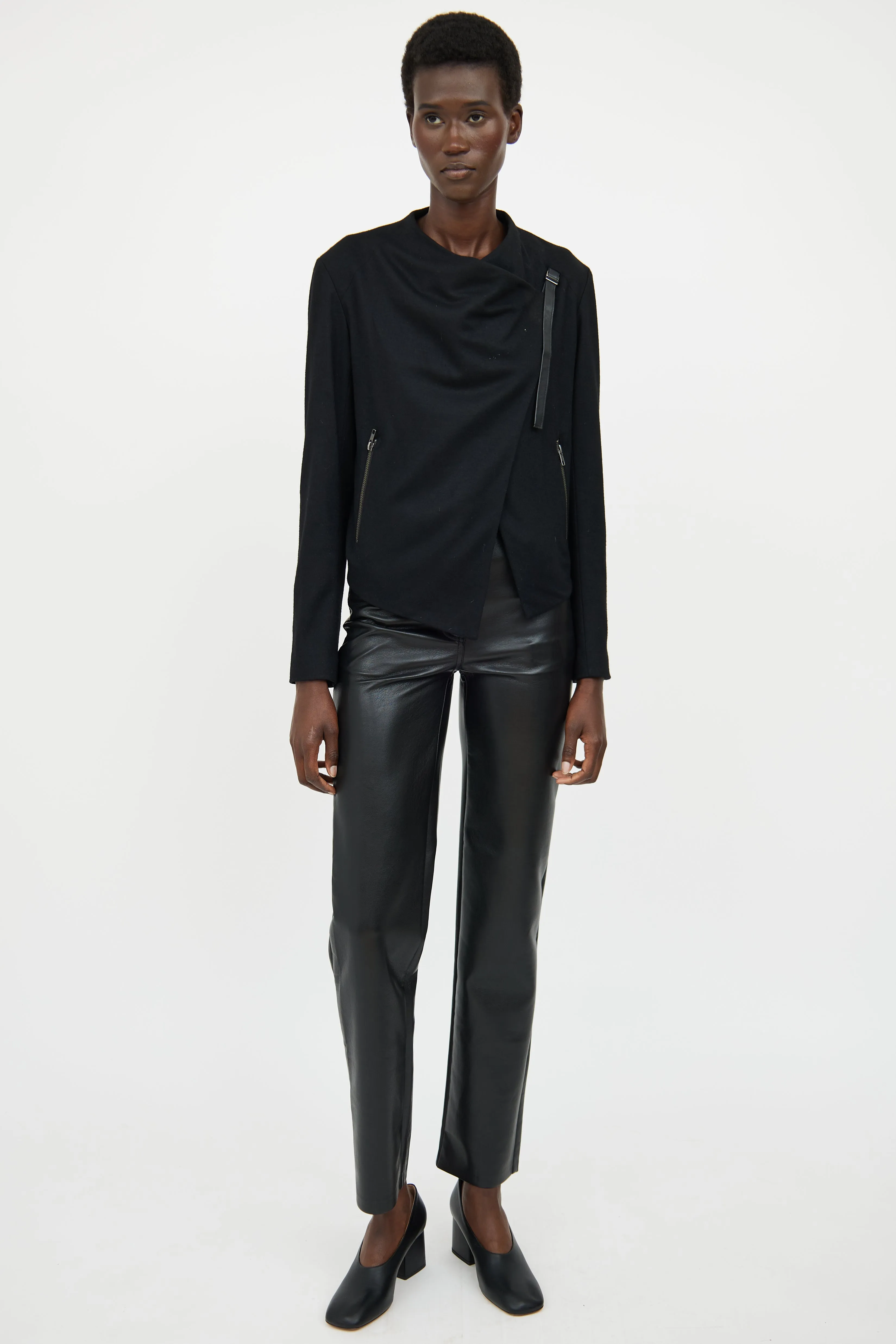 Black Cross Over Buckle Jacket