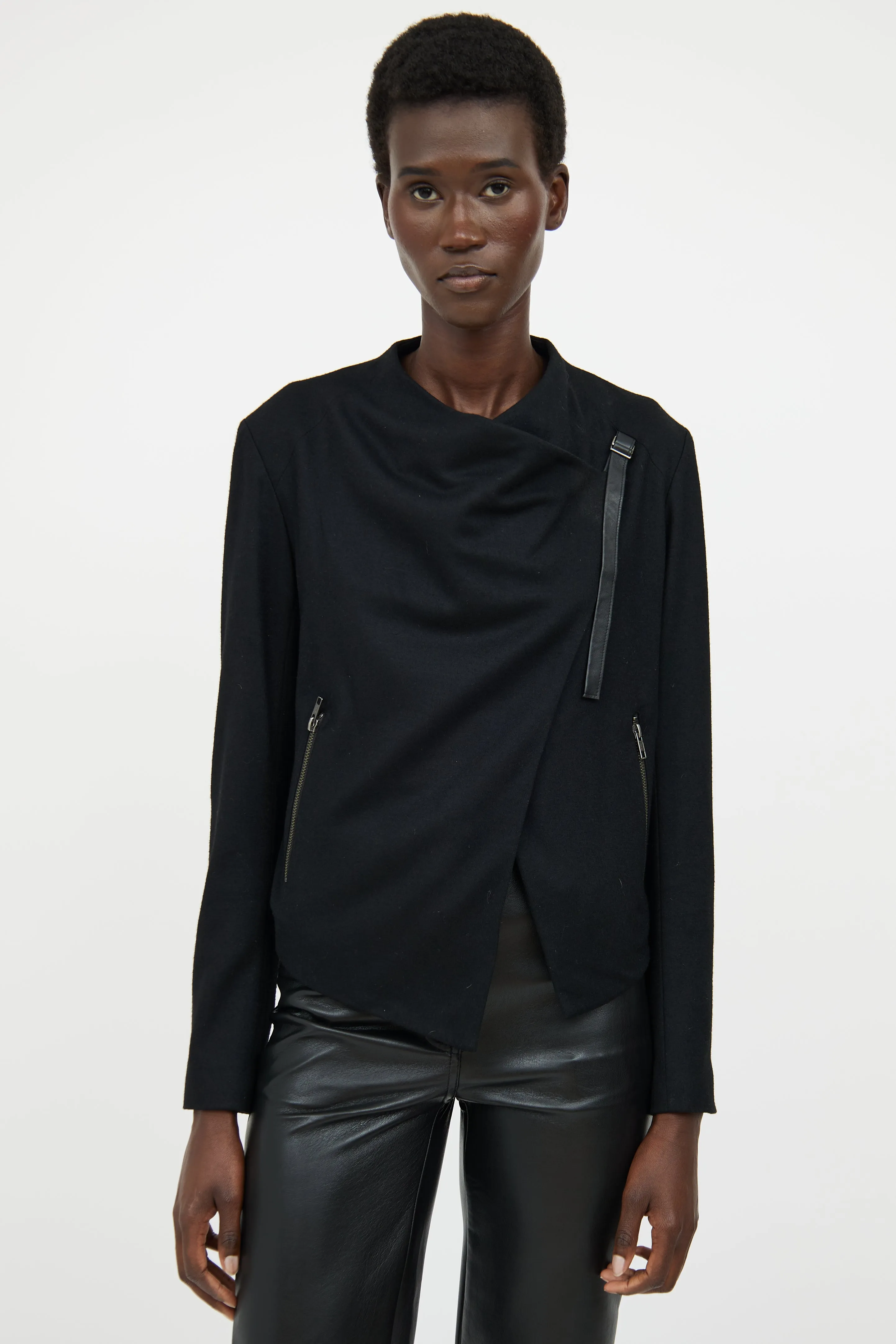 Black Cross Over Buckle Jacket