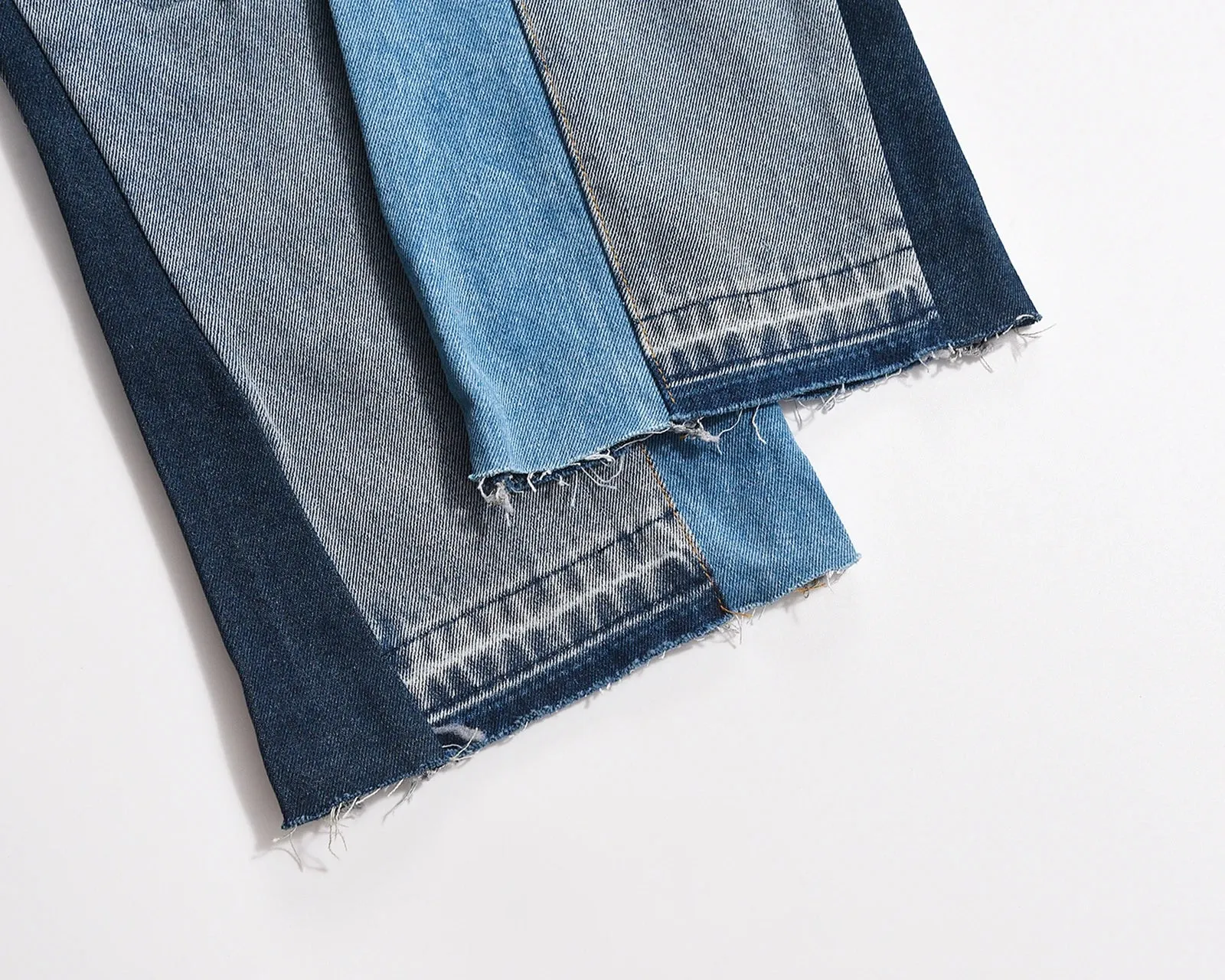 Bonsir High Street Patchwork Hole Ripped Baggy Jeans for Men Straight Pocket Washed Distressed Casual Denim Trousers Oversized