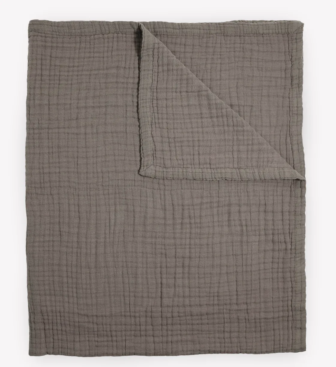 Cotton Muslin Quilted Throw - Mocha