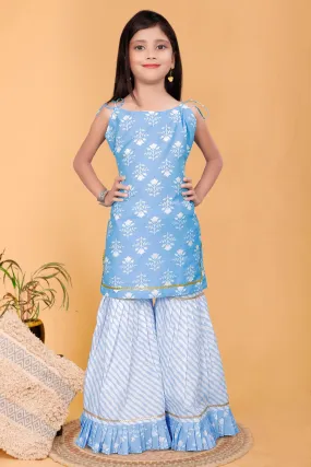Designer Party Wear Kids Crop Top & Plazzo Dress
