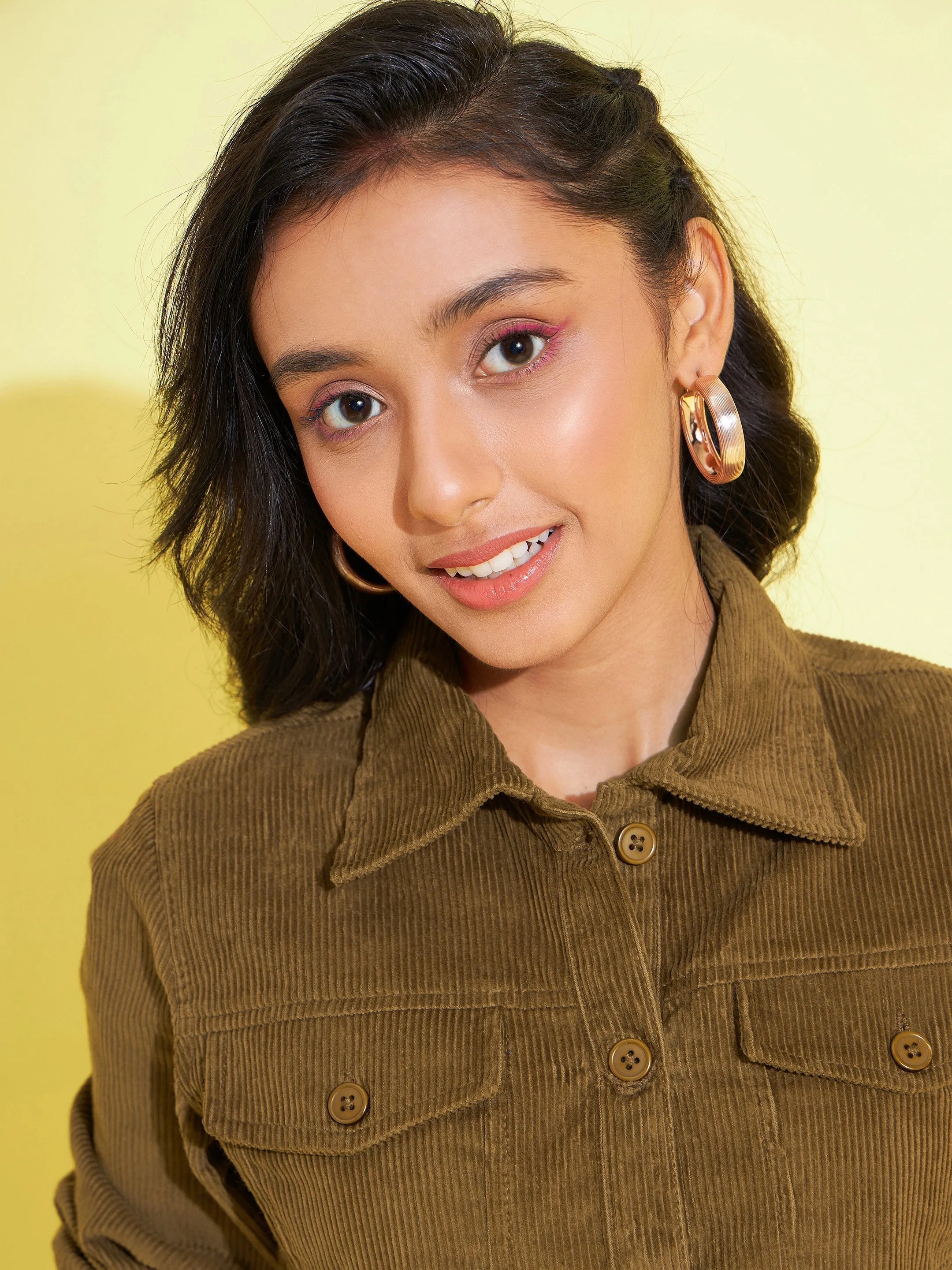 Girls Beige Corduroy Crop Jacket - Lyush Kids
