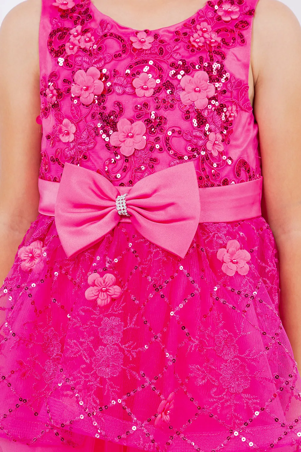 Girls Multi Color Lala & Erina Sequin Ribbon Adorned Flower Girl Dress 2-12