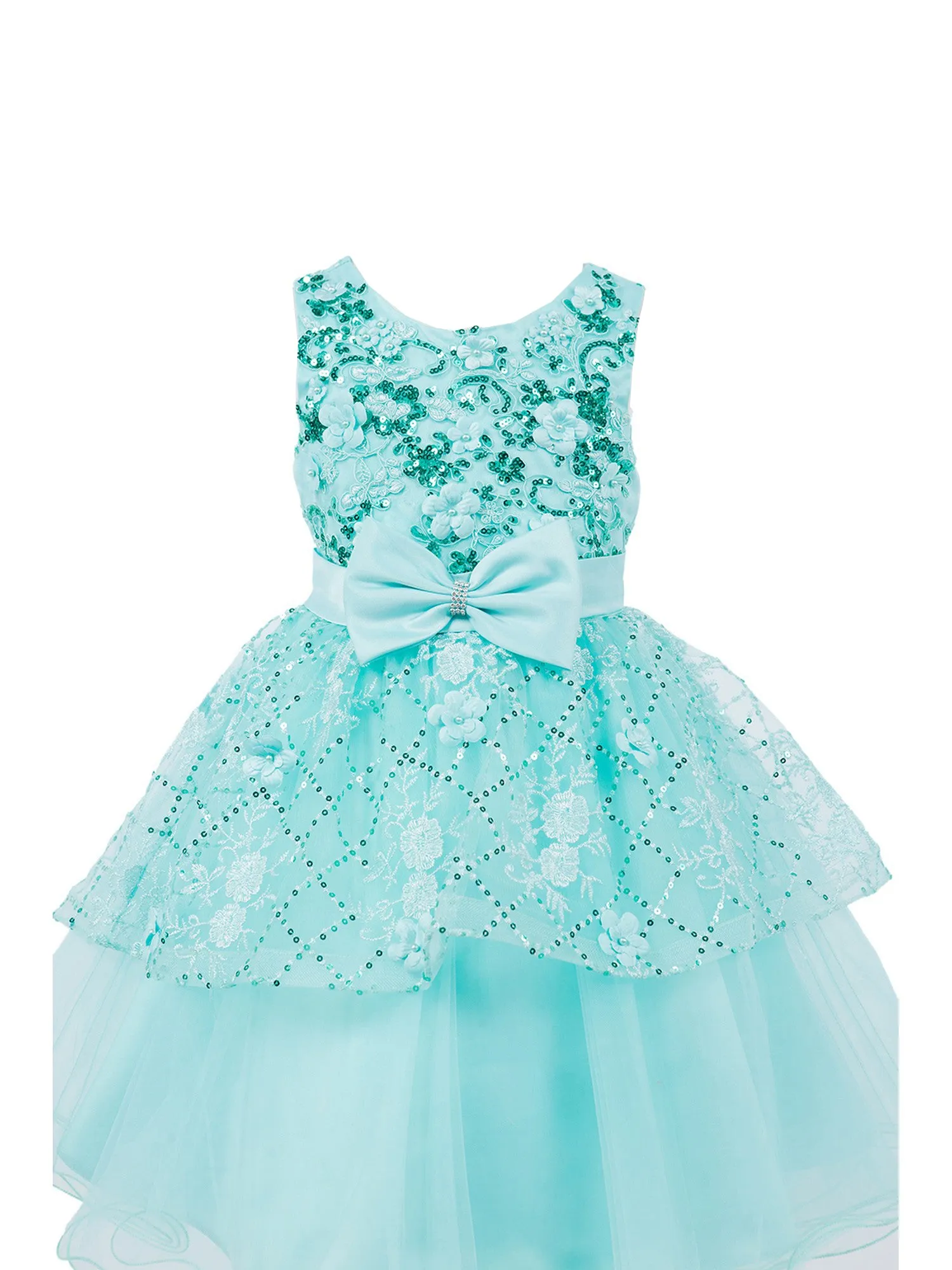 Girls Multi Color Lala & Erina Sequin Ribbon Adorned Flower Girl Dress 2-12