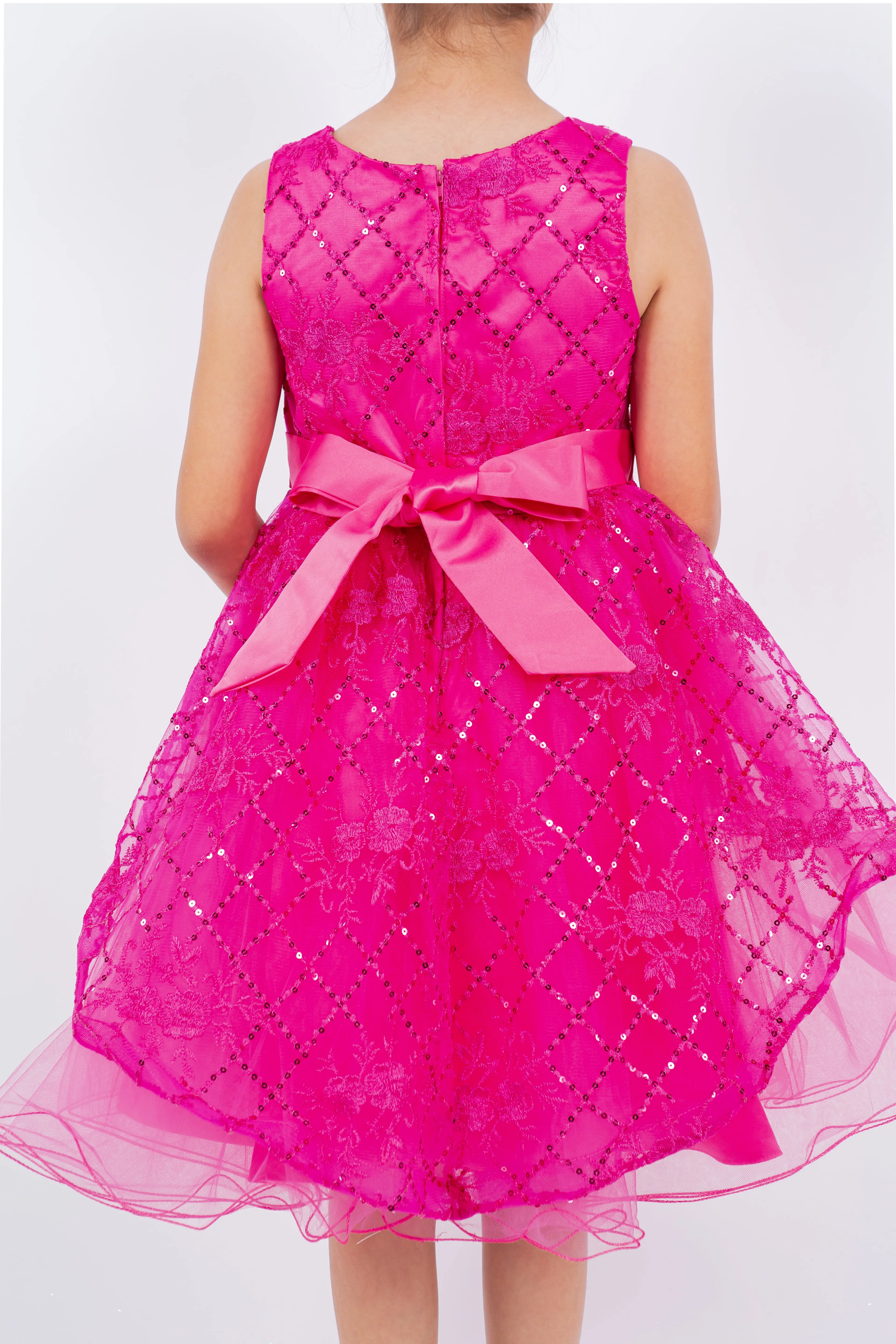 Girls Multi Color Lala & Erina Sequin Ribbon Adorned Flower Girl Dress 2-12