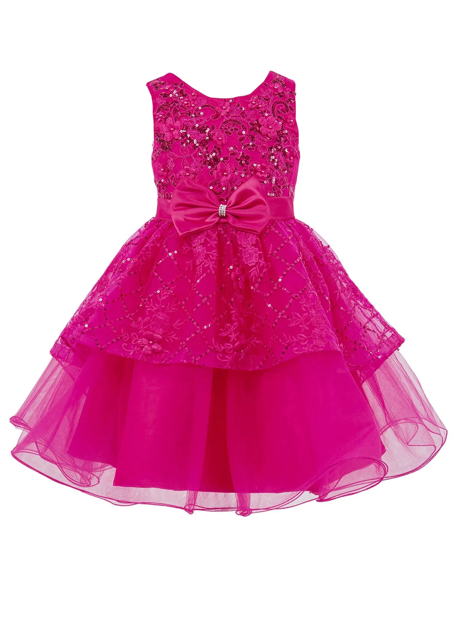 Girls Multi Color Lala & Erina Sequin Ribbon Adorned Flower Girl Dress 2-12