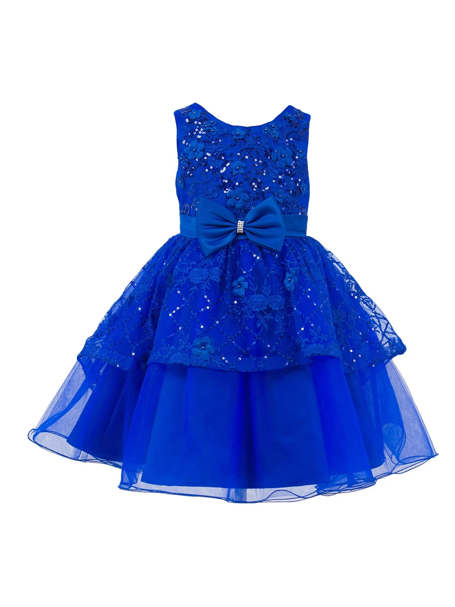 Girls Multi Color Lala & Erina Sequin Ribbon Adorned Flower Girl Dress 2-12