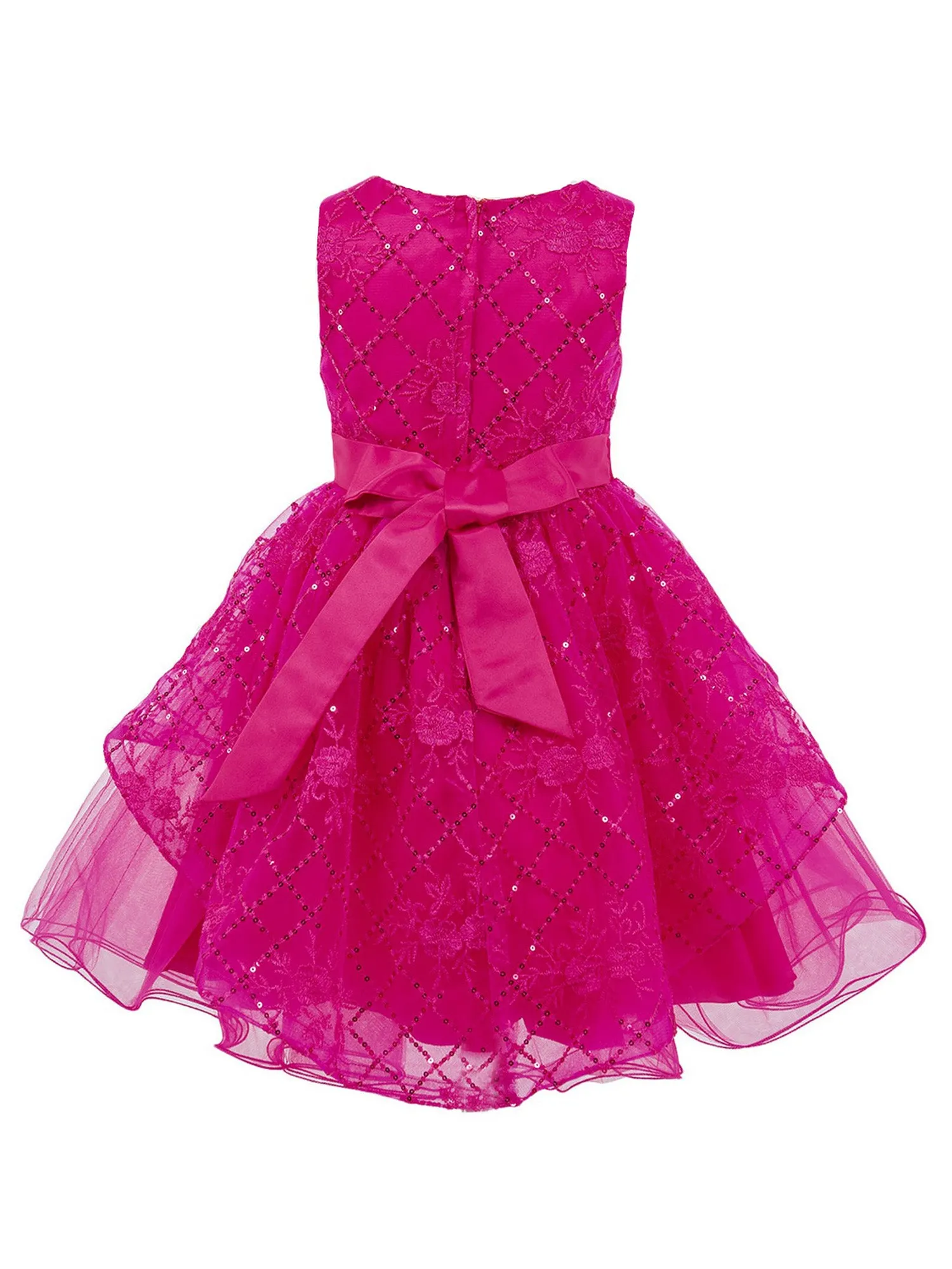 Girls Multi Color Lala & Erina Sequin Ribbon Adorned Flower Girl Dress 2-12