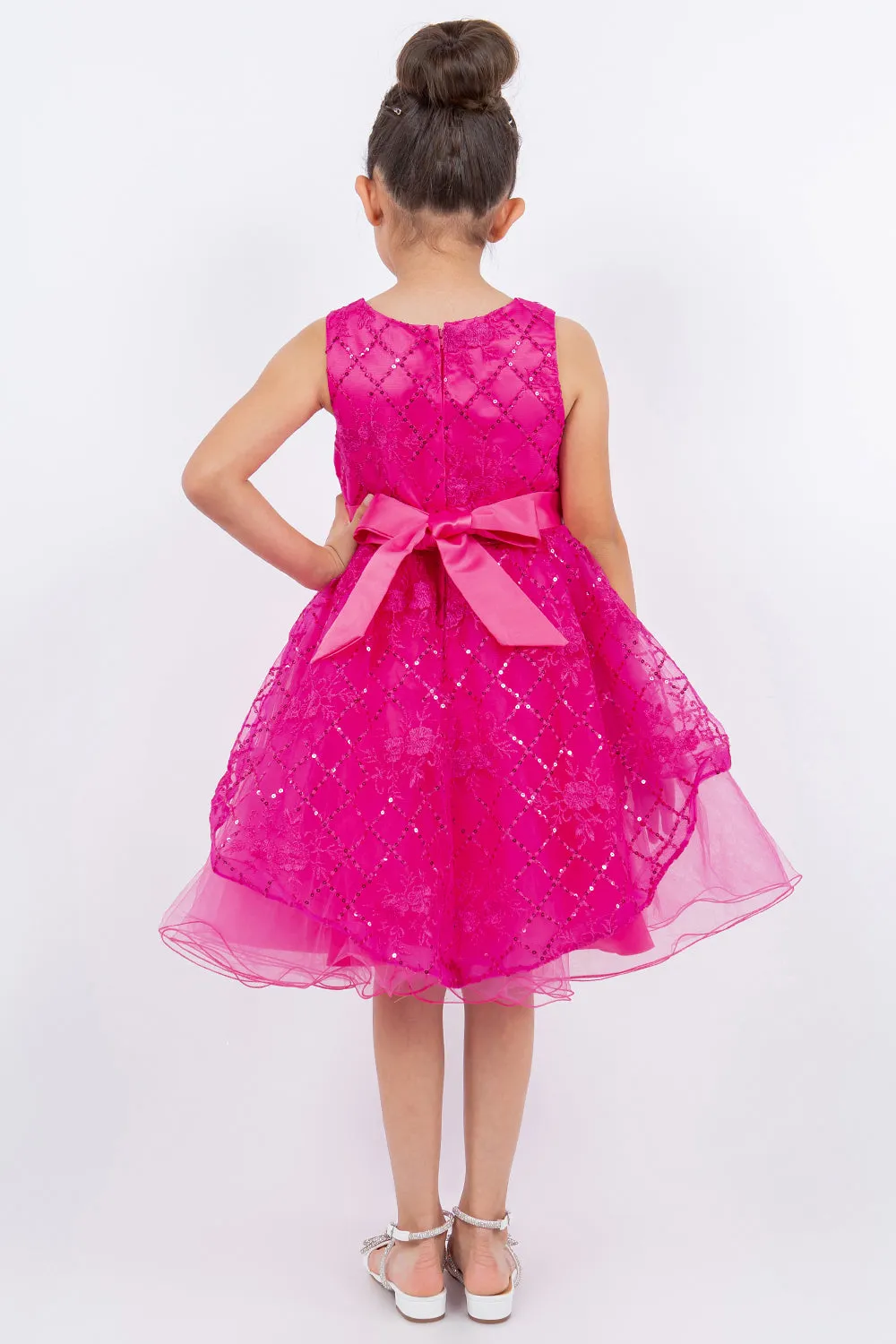 Girls Multi Color Lala & Erina Sequin Ribbon Adorned Flower Girl Dress 2-12