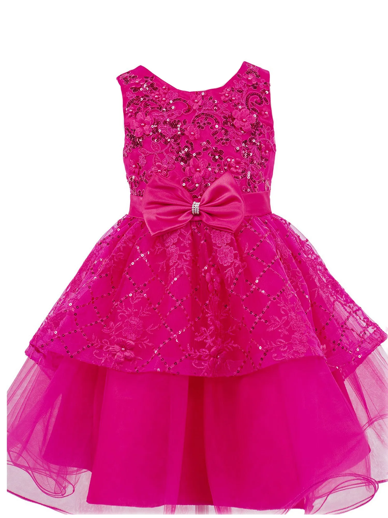 Girls Multi Color Lala & Erina Sequin Ribbon Adorned Flower Girl Dress 2-12