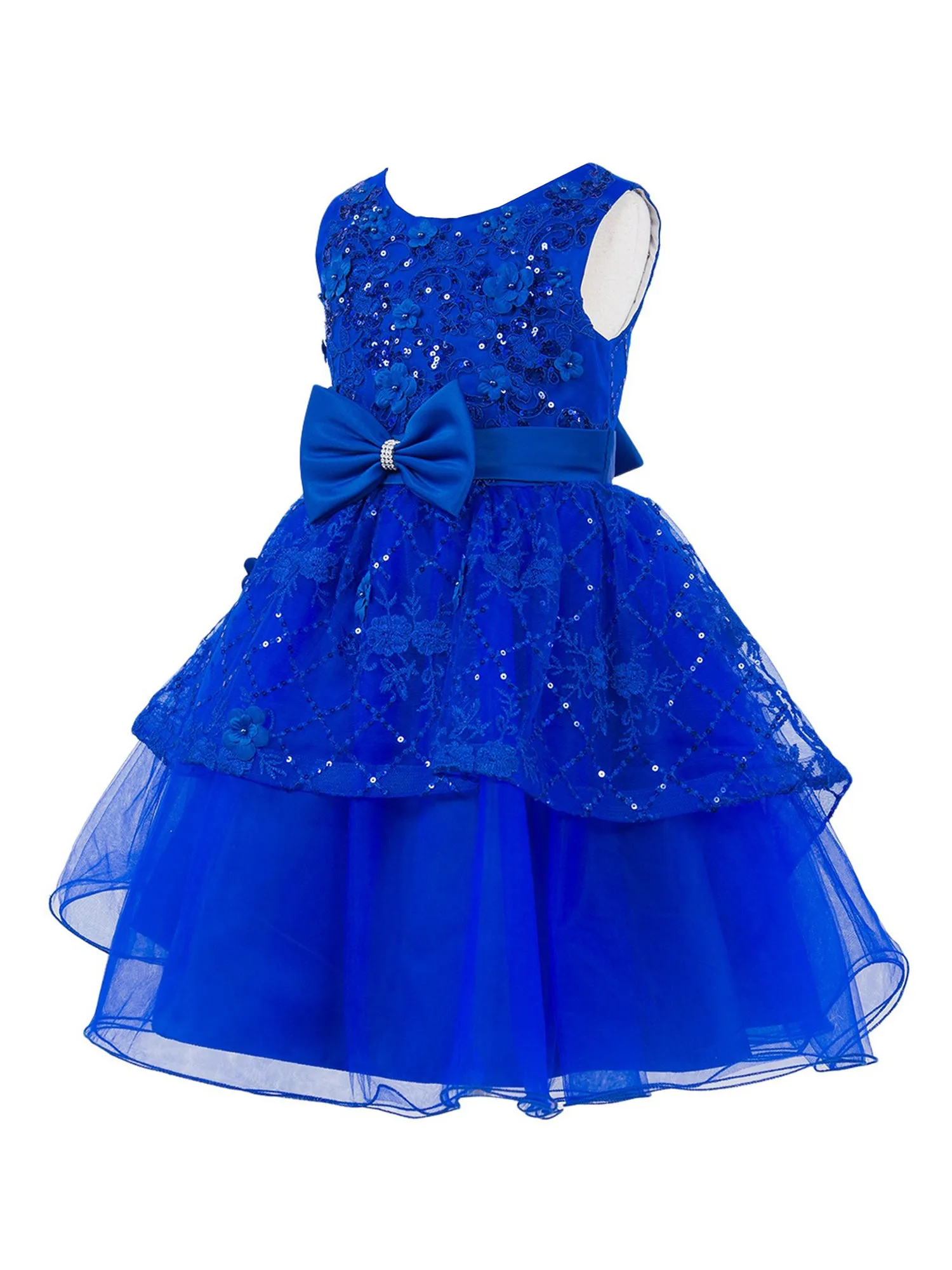 Girls Multi Color Lala & Erina Sequin Ribbon Adorned Flower Girl Dress 2-12