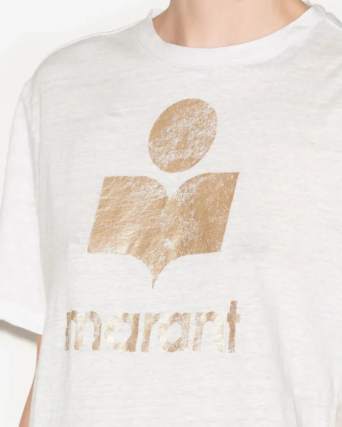 Isabel Marant Zewel T-Shirt in White and Light Gold