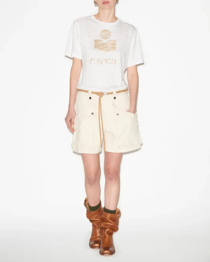 Isabel Marant Zewel T-Shirt in White and Light Gold
