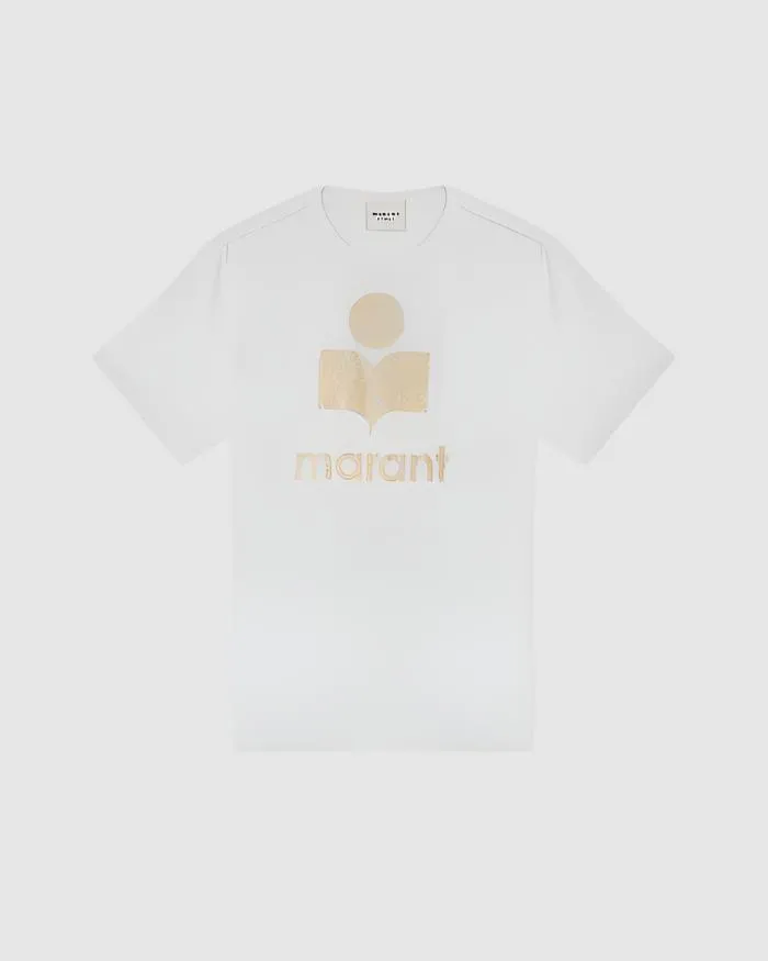 Isabel Marant Zewel T-Shirt in White and Light Gold
