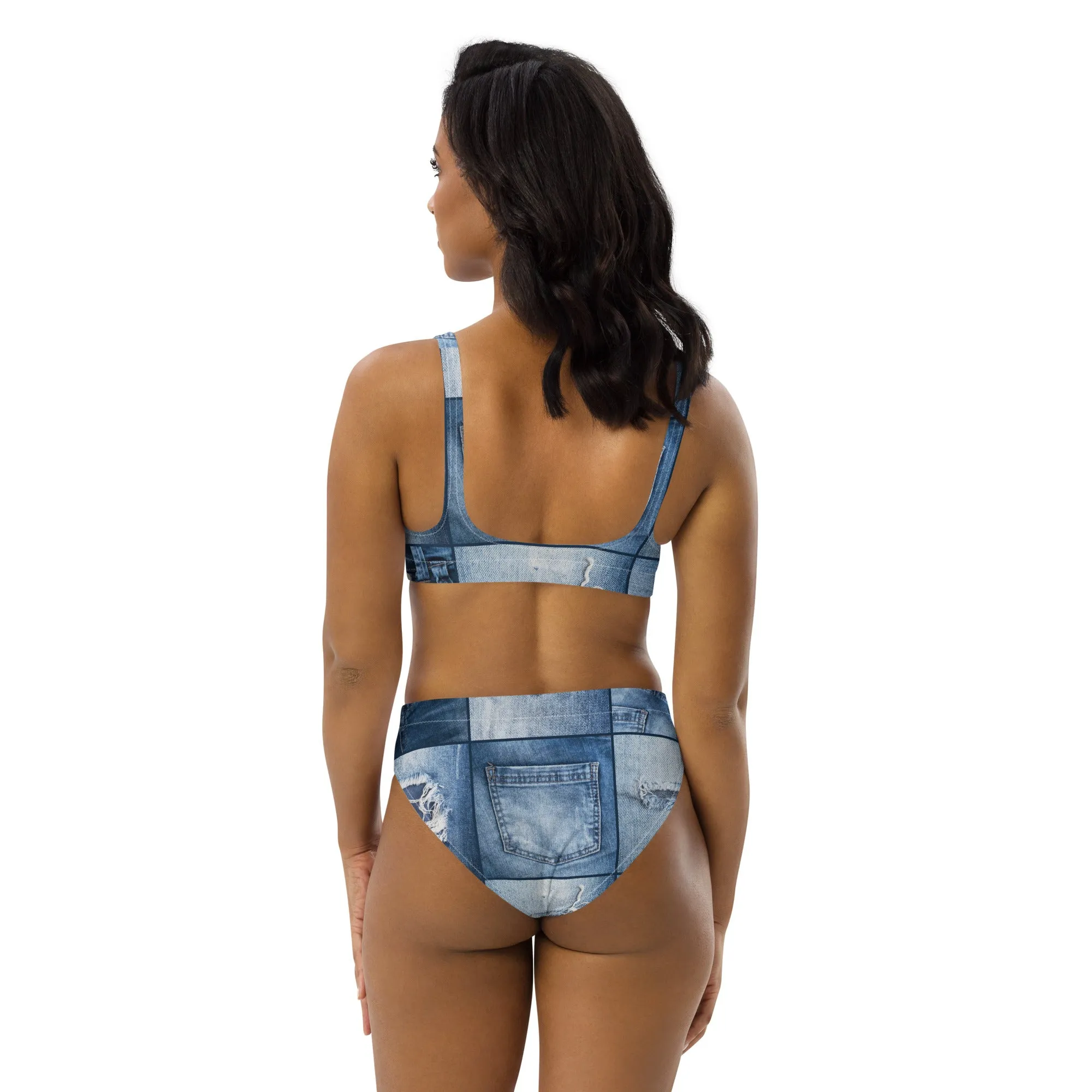 Jean Patchwork Recycled high-waisted bikini