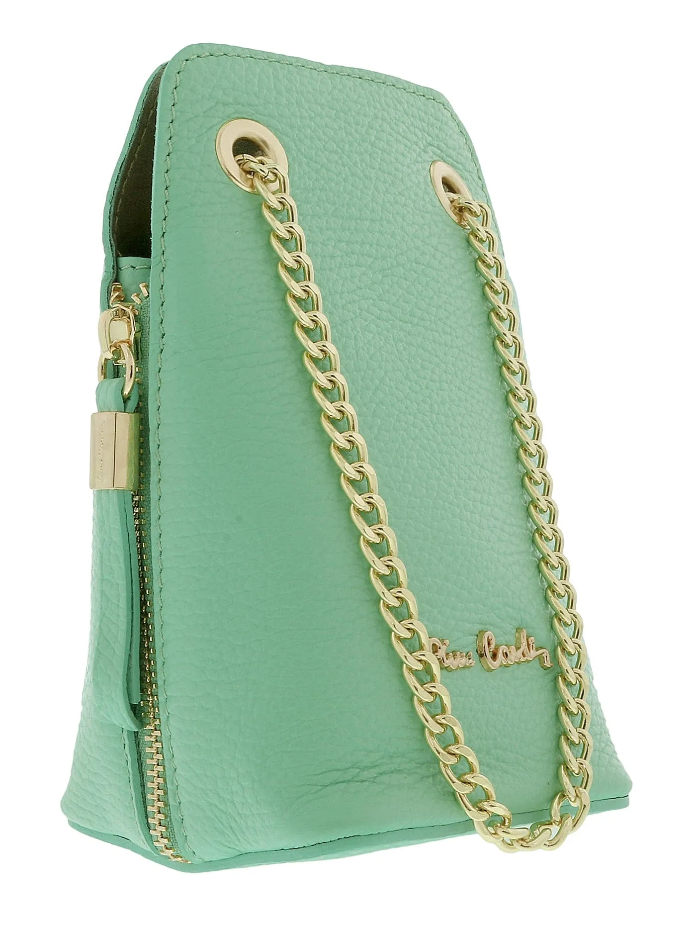 Pierre Cardin Tiffany Leather Curved Structured Chain Crossbody Bag