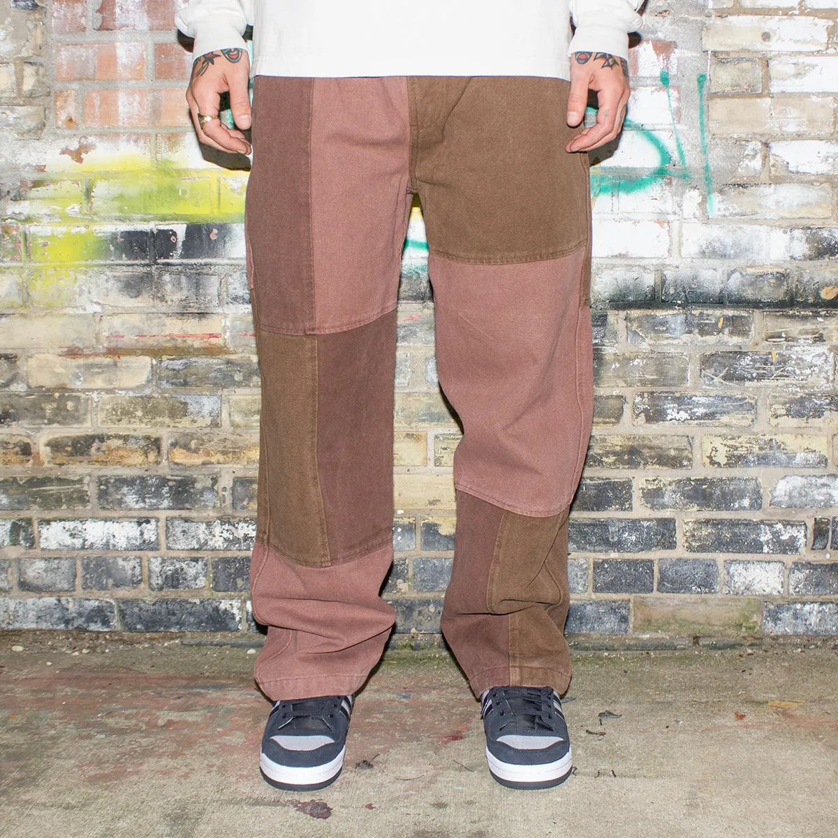 Washed Canvas Patchwork Pants