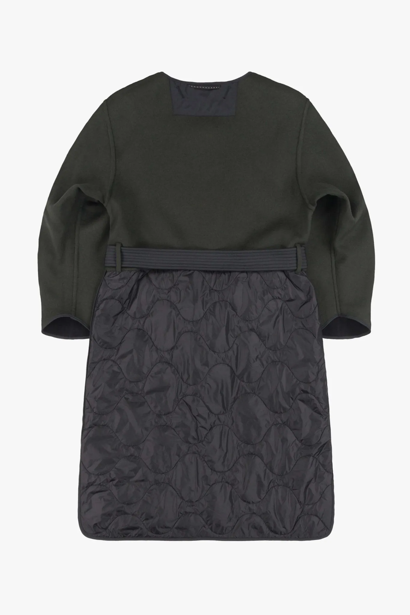 Wool Quilt Parka - Black / Forest Green